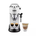 Vista frontal de la cafetera Delonghi Dedica Style blanca