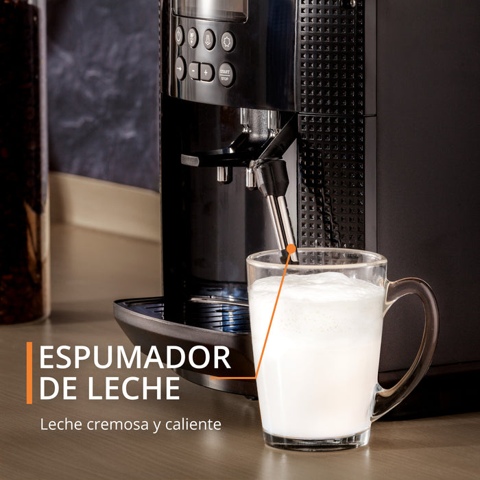 Vista de leche con espumador