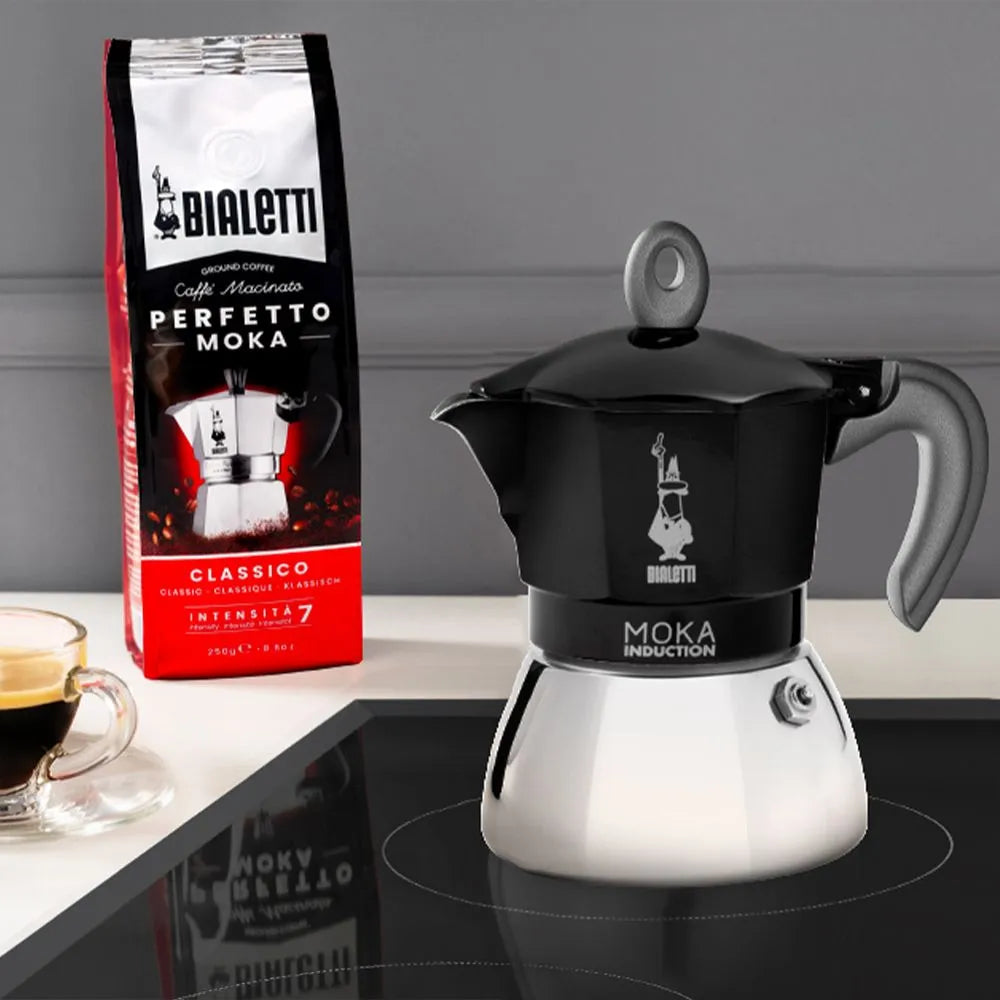 Moka Inducción Negra 4 Pocillos